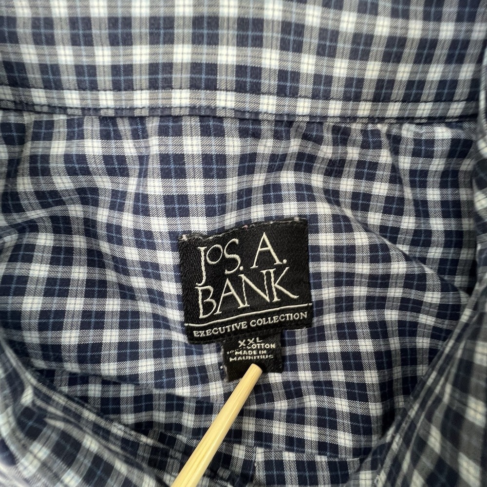 Jos. A. Bank Executive Collection XXL Navy White Gingham Check Button Down Shirt - Picture 2 of 6